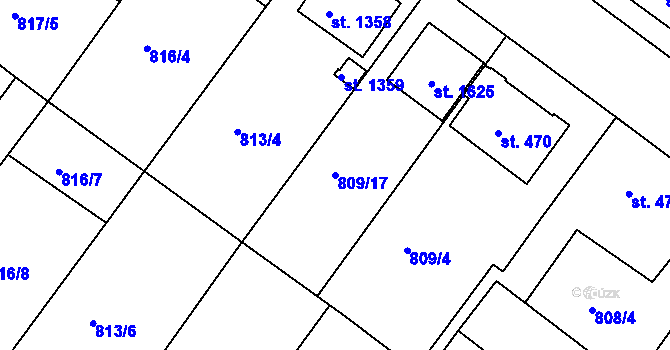 Parcela st. 809/17 v KÚ Náměšť nad Oslavou, Katastrální mapa