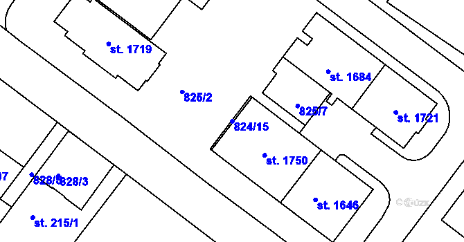 Parcela st. 824/15 v KÚ Náměšť nad Oslavou, Katastrální mapa