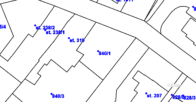 Parcela st. 840/1 v KÚ Náměšť nad Oslavou, Katastrální mapa