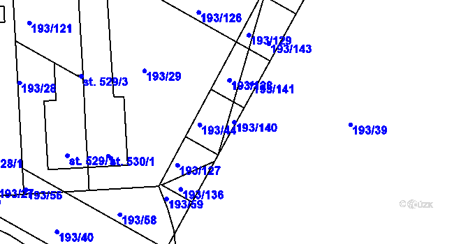 Parcela st. 193/140 v KÚ Náměšť nad Oslavou, Katastrální mapa