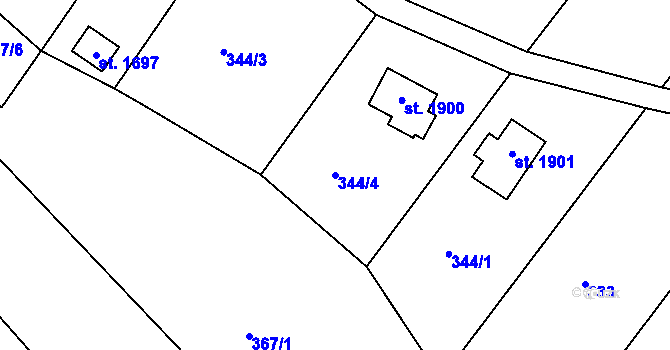 Parcela st. 344/4 v KÚ Náměšť nad Oslavou, Katastrální mapa