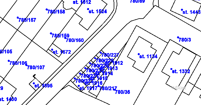 Parcela st. 780/227 v KÚ Náměšť nad Oslavou, Katastrální mapa