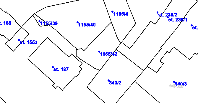Parcela st. 1155/42 v KÚ Náměšť nad Oslavou, Katastrální mapa