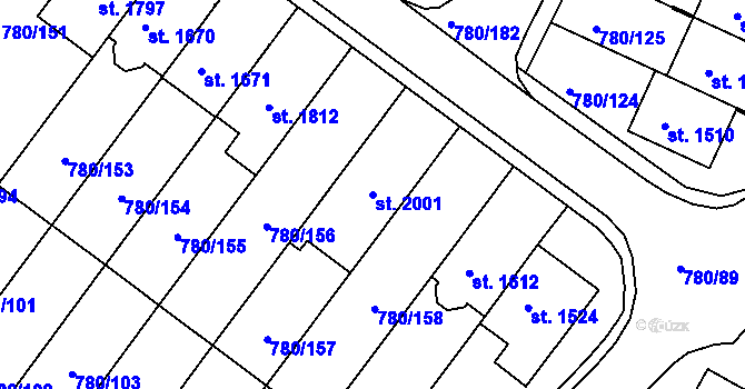 Parcela st. 2001 v KÚ Náměšť nad Oslavou, Katastrální mapa