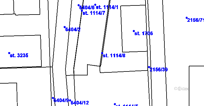Parcela st. 1114/8 v KÚ Napajedla, Katastrální mapa