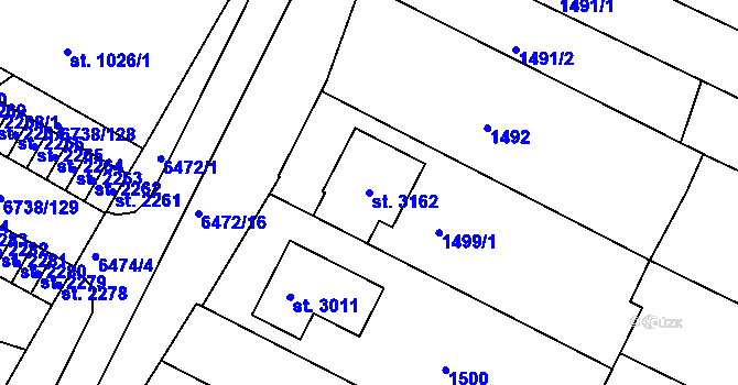 Parcela st. 3162 v KÚ Napajedla, Katastrální mapa
