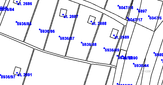 Parcela st. 5936/88 v KÚ Napajedla, Katastrální mapa