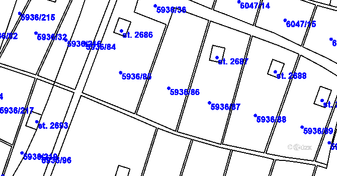 Parcela st. 5936/86 v KÚ Napajedla, Katastrální mapa