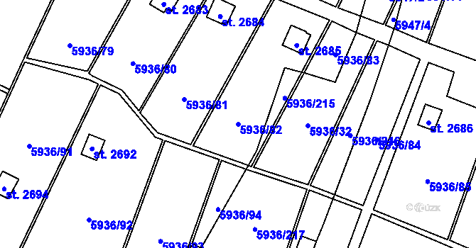 Parcela st. 5936/82 v KÚ Napajedla, Katastrální mapa