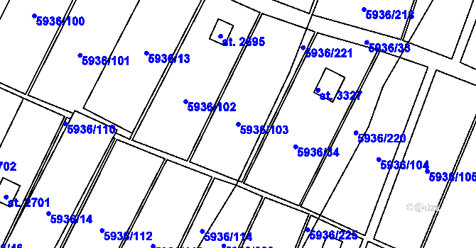 Parcela st. 5936/103 v KÚ Napajedla, Katastrální mapa