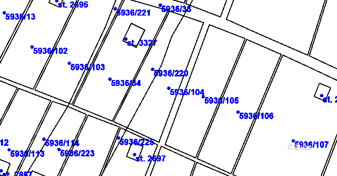 Parcela st. 5936/104 v KÚ Napajedla, Katastrální mapa