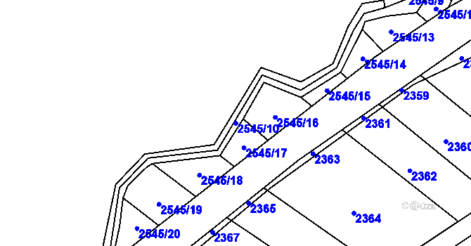 Parcela st. 2545/10 v KÚ Napajedla, Katastrální mapa