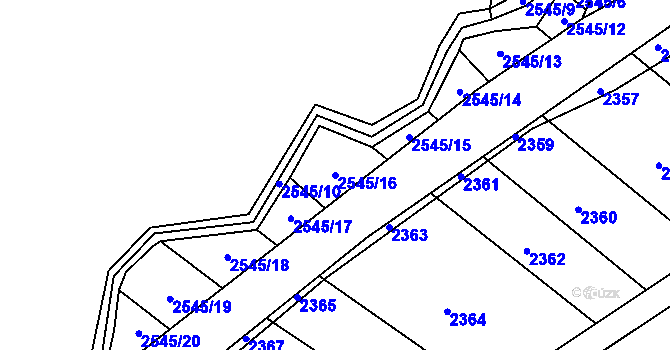 Parcela st. 2545/16 v KÚ Napajedla, Katastrální mapa