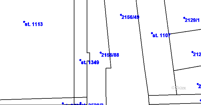 Parcela st. 2156/88 v KÚ Napajedla, Katastrální mapa