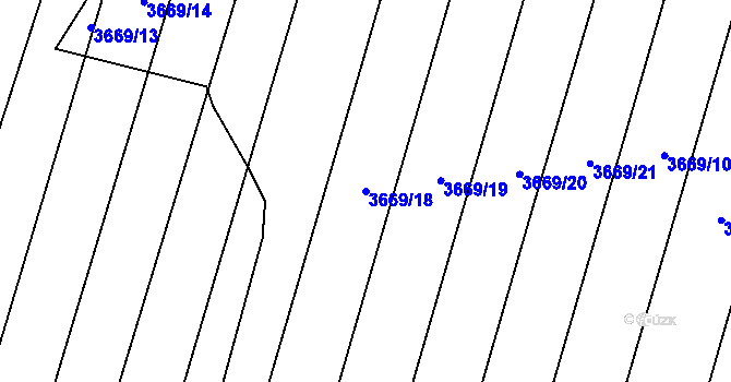 Parcela st. 3669/18 v KÚ Napajedla, Katastrální mapa