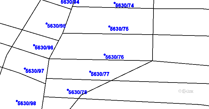 Parcela st. 5630/76 v KÚ Napajedla, Katastrální mapa