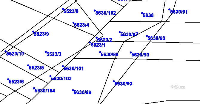 Parcela st. 5630/88 v KÚ Napajedla, Katastrální mapa