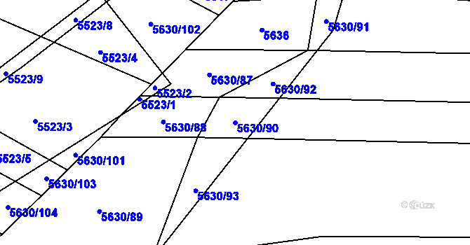 Parcela st. 5630/90 v KÚ Napajedla, Katastrální mapa