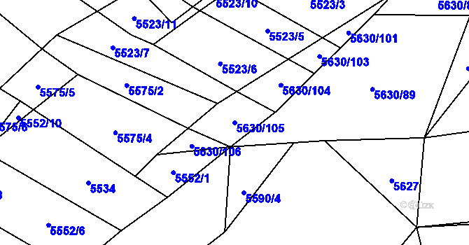 Parcela st. 5630/105 v KÚ Napajedla, Katastrální mapa