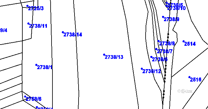 Parcela st. 2738/13 v KÚ Napajedla, Katastrální mapa