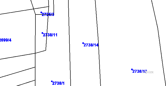 Parcela st. 2738/14 v KÚ Napajedla, Katastrální mapa