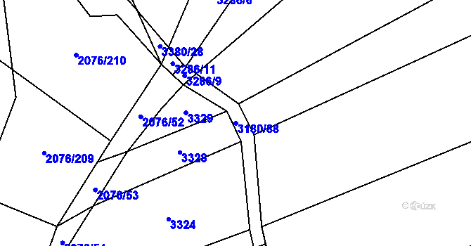 Parcela st. 3180/88 v KÚ Napajedla, Katastrální mapa