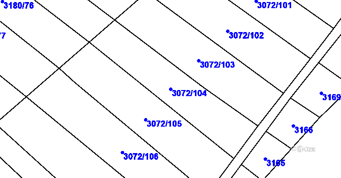 Parcela st. 3072/104 v KÚ Napajedla, Katastrální mapa