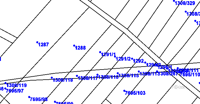 Parcela st. 1291/1 v KÚ Napajedla, Katastrální mapa