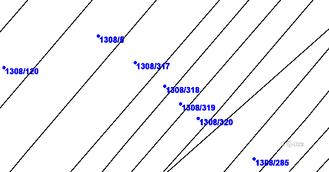 Parcela st. 1308/318 v KÚ Napajedla, Katastrální mapa