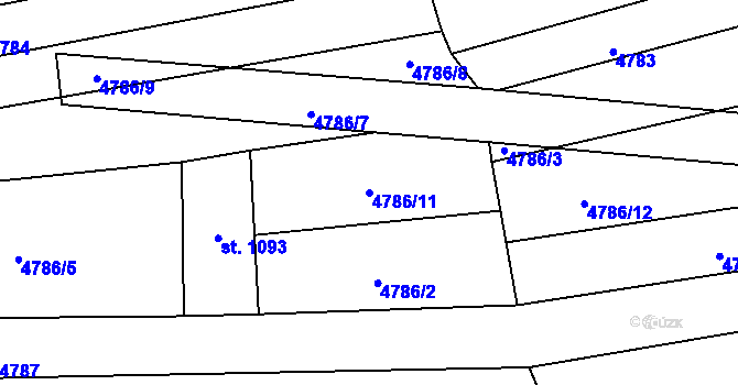 Parcela st. 4786/11 v KÚ Napajedla, Katastrální mapa