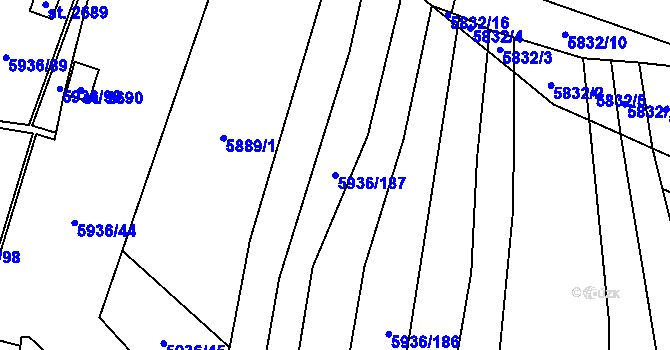 Parcela st. 5936/187 v KÚ Napajedla, Katastrální mapa