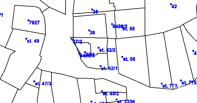 Parcela st. 52/2 v KÚ Napajedla, Katastrální mapa