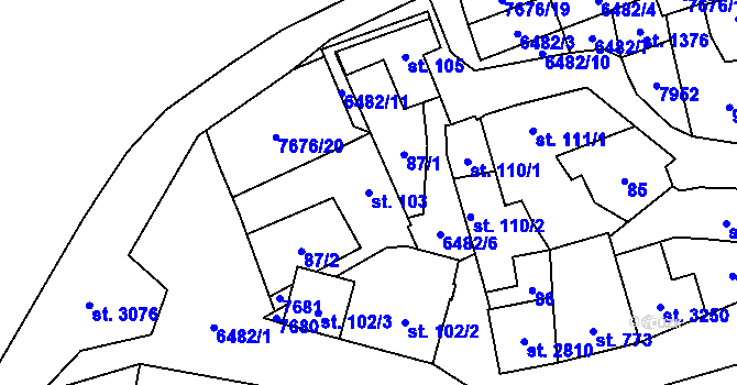 Parcela st. 103 v KÚ Napajedla, Katastrální mapa