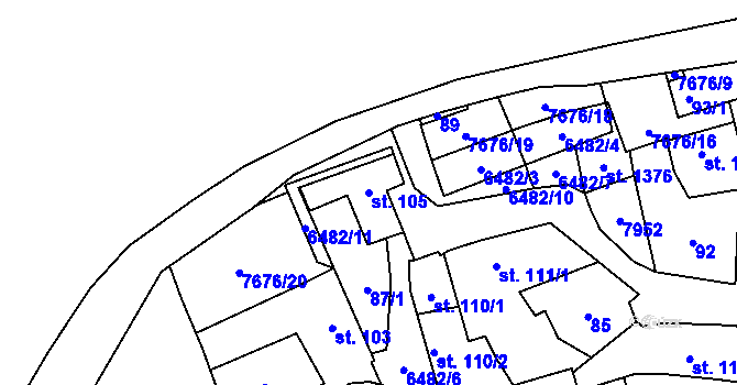 Parcela st. 105 v KÚ Napajedla, Katastrální mapa