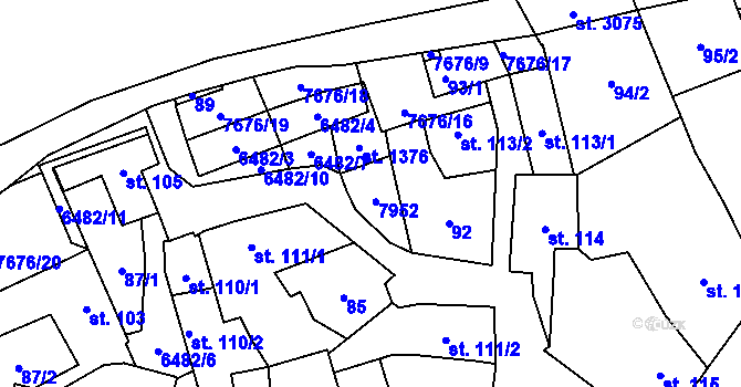 Parcela st. 109/2 v KÚ Napajedla, Katastrální mapa