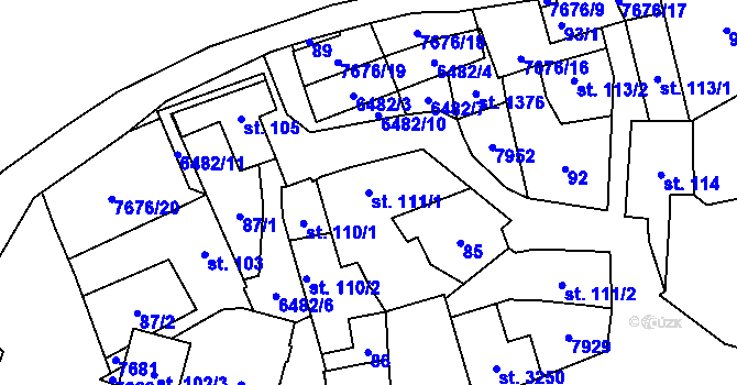 Parcela st. 111/1 v KÚ Napajedla, Katastrální mapa