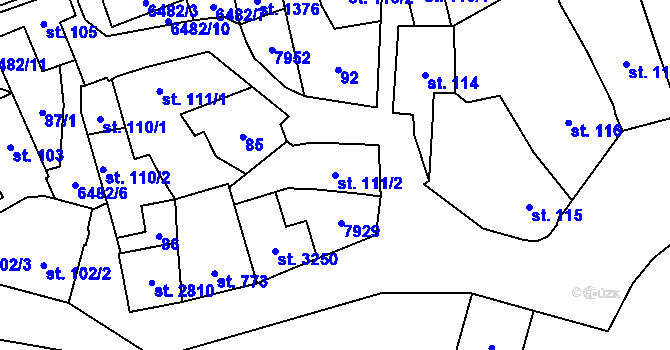 Parcela st. 111/2 v KÚ Napajedla, Katastrální mapa