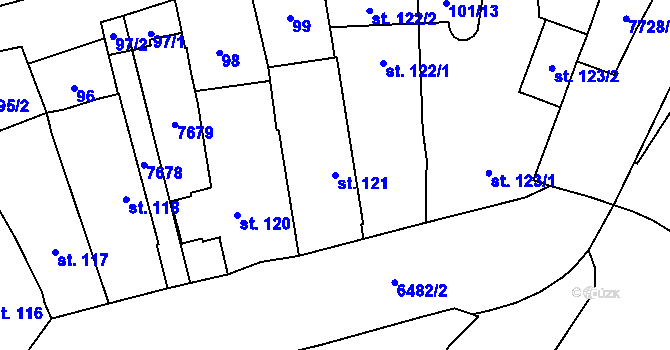 Parcela st. 121 v KÚ Napajedla, Katastrální mapa
