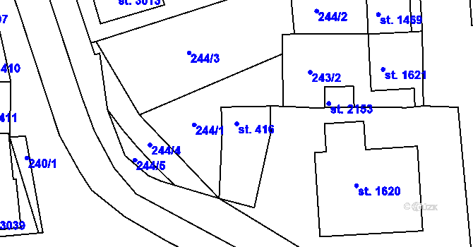 Parcela st. 416 v KÚ Napajedla, Katastrální mapa