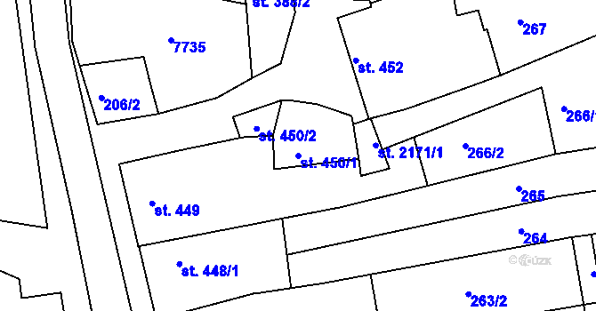Parcela st. 450/1 v KÚ Napajedla, Katastrální mapa