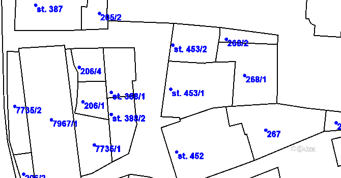 Parcela st. 453/1 v KÚ Napajedla, Katastrální mapa