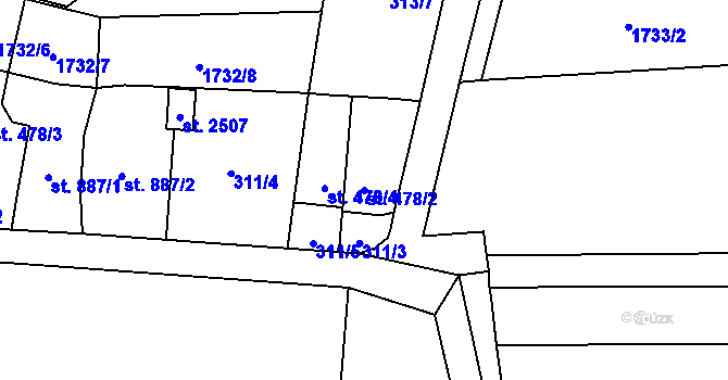 Parcela st. 478/2 v KÚ Napajedla, Katastrální mapa