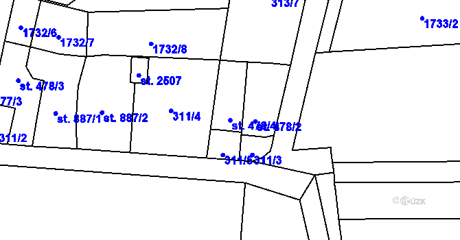 Parcela st. 478/4 v KÚ Napajedla, Katastrální mapa