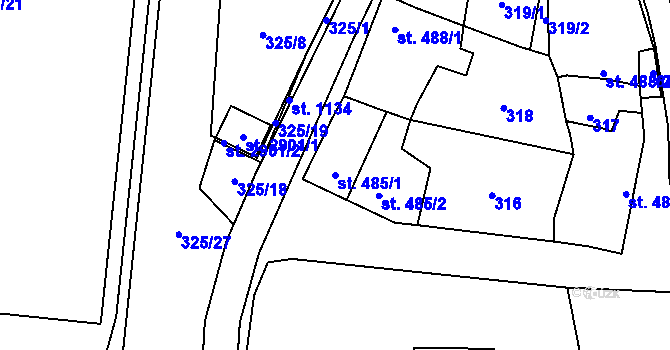 Parcela st. 485/1 v KÚ Napajedla, Katastrální mapa