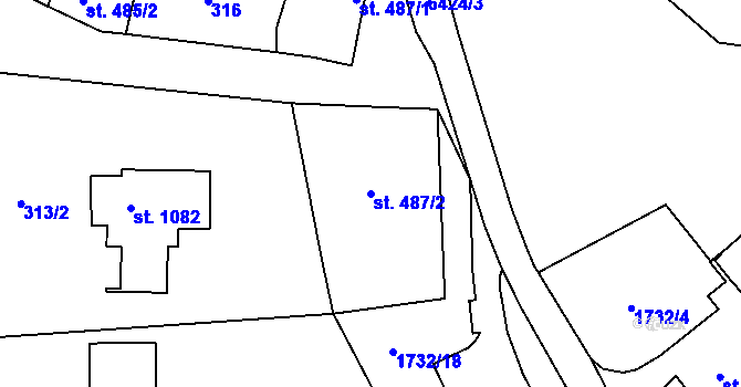 Parcela st. 487/2 v KÚ Napajedla, Katastrální mapa