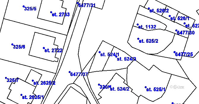 Parcela st. 524/1 v KÚ Napajedla, Katastrální mapa
