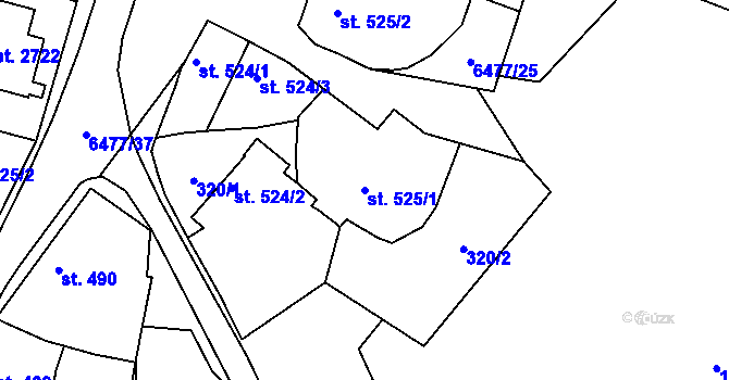 Parcela st. 525/1 v KÚ Napajedla, Katastrální mapa