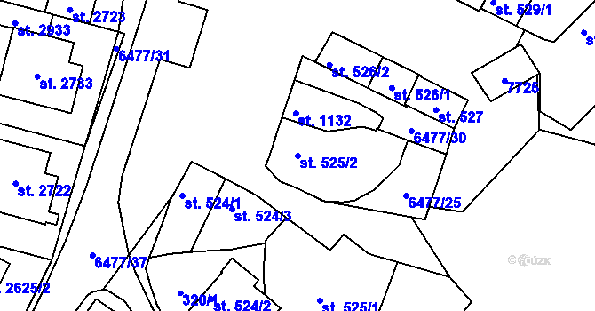 Parcela st. 525/2 v KÚ Napajedla, Katastrální mapa