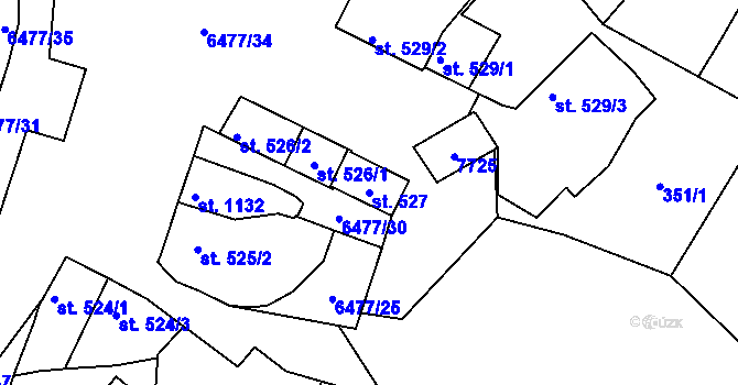 Parcela st. 527 v KÚ Napajedla, Katastrální mapa