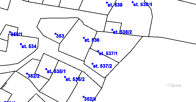Parcela st. 537/1 v KÚ Napajedla, Katastrální mapa
